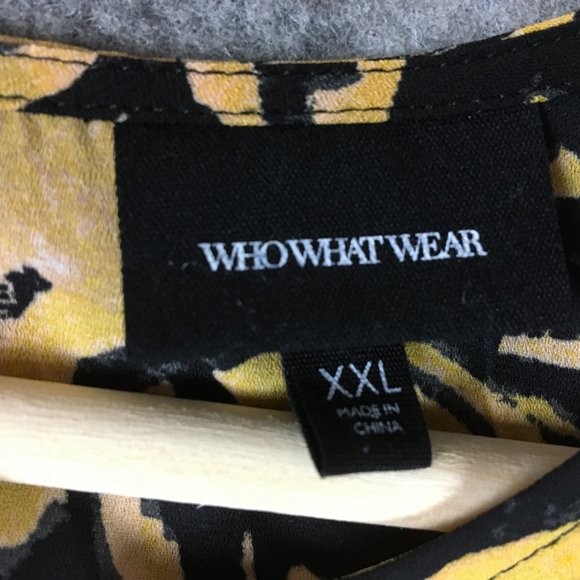 Who What Wear Top XXL Sleeveless Tank Black Yellow Floral Career Back Button - Picture 5 of 12